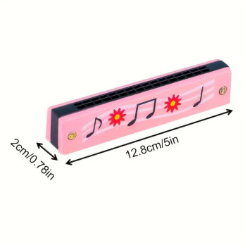 Wooden Painted Musical Instrument Toy - 16-Hole Harmonica For Children Gift 