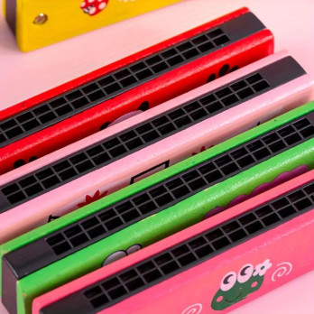 Wooden Painted Musical Instrument Toy - 16-Hole Harmonica For Children Gift 