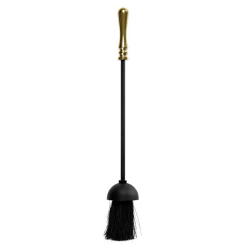 Hearth & Home Black Companion Set With Round Base / Brass Handles 5 Piece 19"