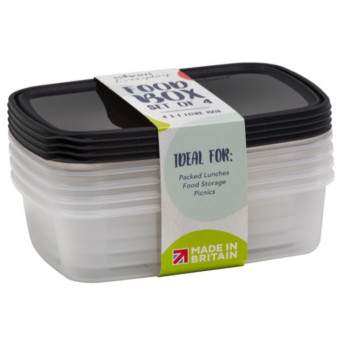 Wham Food Storage Box 1L Set 4 Black Or Teal