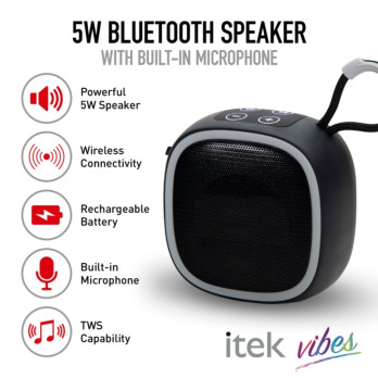 Itek Bluetooth 5.3 technology Black Speaker & Mic 5w 2 hours playback