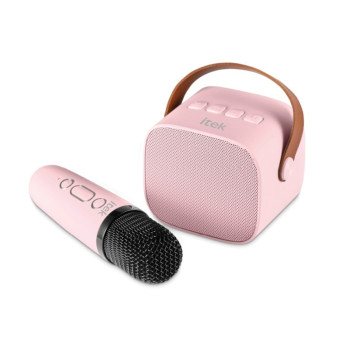 Itek Pink Mini Karaoke Bluetooth Speaker & Mic 5w Auto shut-off USB & TF card slot