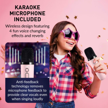 Itek Pink Mini Karaoke Bluetooth Speaker & Mic 5w Auto shut-off USB & TF card slot