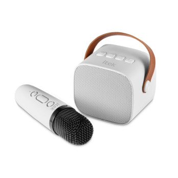 iTek White Mini Karaoke Bluetooth Speaker & Mic 5w USB and TF card slot Auto shut-off