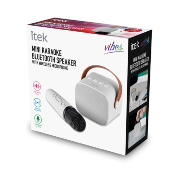 iTek White Mini Karaoke Bluetooth Speaker & Mic 5w USB and TF card slot Auto shut-off