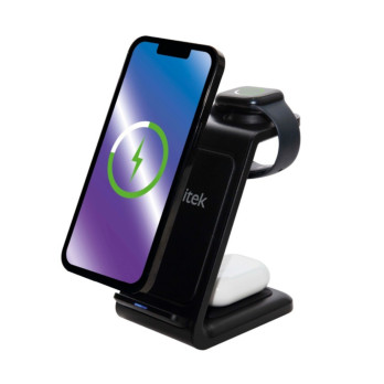 Itek 3 in 1 Wireless Charging Station Black