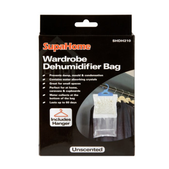 SupaHome Wardrobe Dehumidifier Bag 210g Perfect for at home, caravans & cupboards