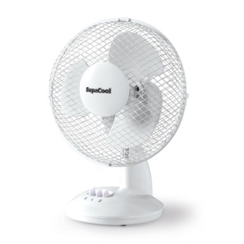 SupaCool Oscillating Desk Fan 9" Compact design, simple push button controls