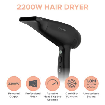 Carmen Black & Grey Hair Dryer 2200w