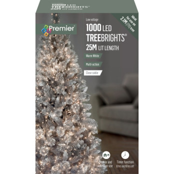 Premier 1000 LED Multi Action Treebrights With Timer Warm White/Clear