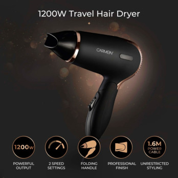 Carmen Noir 11 Travel Hair Dryer Black 1200w