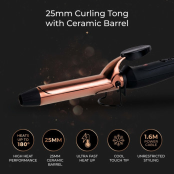 Carmen Noir 11 Curling Tong 25mm Black