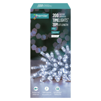 Premier 200 LED Multi Action Battery Operated TIMELIGHTS™ White/Clear