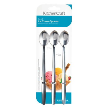 KitchenCraft Icecream/Soda Spoon 3 Piece for serving with lattes ice cream soda and sundaes