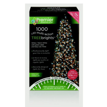 Premier 1000 LED Multi Action Treebrights With Timer White/Warm White/Green