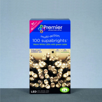 Premier 100 LED Multi Action Supabrights With Timer Warm White/Green