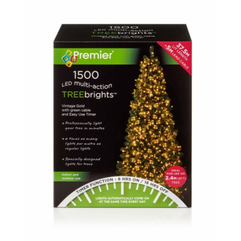 Premier 1500 LED Multi Action Treebrights With Timer Vintage Gold/Green