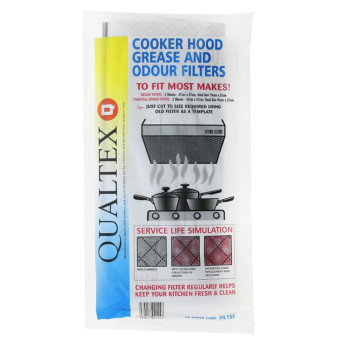 Qualtex Cooker Hood Grease Filter Kit measuring 47cm x 57cm flame retardant