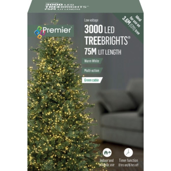 Premier 3000 LED Multi Action Treebrights With Timer White/Green