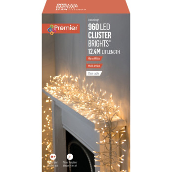 Premier 960 LED Multi Action Cluster Brights With Timer Warm White/Clear