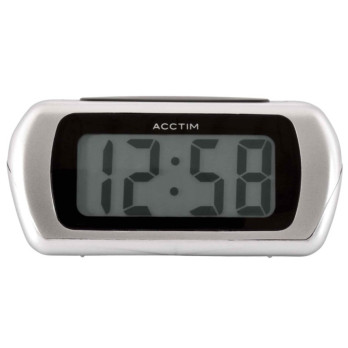 Acctim Auric LCD Clock Silver alarm with snooze and blue backlight