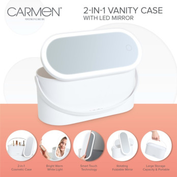 Carmen Portable illuminated LED mirror Storage Case