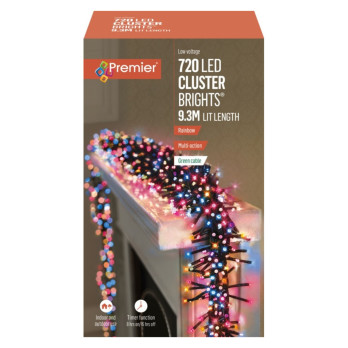 Premier 720 LED Multi Action Cluster Brights With Timer Rainbow/Green