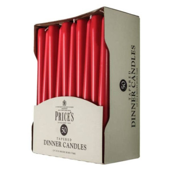 Price's Candles Tapered Unwrapped Dinner Candle (50 Pack Red)