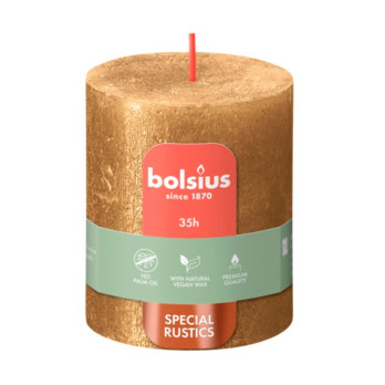 Bolsius Rustic Pillar Candle Shimmer Gold 80mm x 68mm