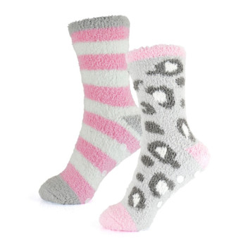 RJM Ladies Design Cosy Socks With Gripper 2 Pack