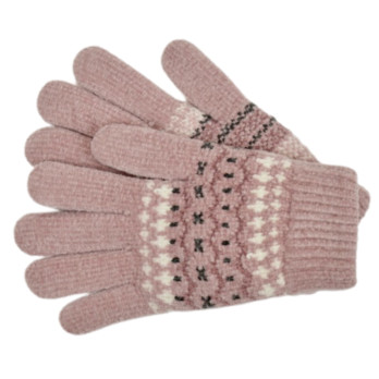 RJM Ladies Fairisle Design Chenille Gloves