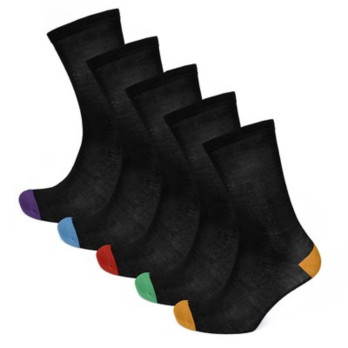 RJM Mens Contrast Heel & Toe Socks Pack 5