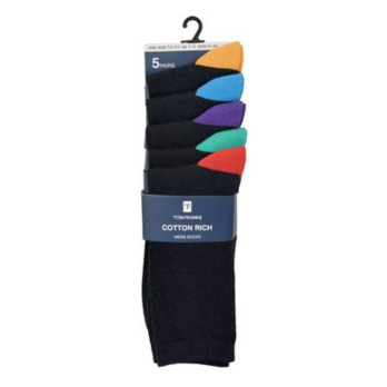 RJM Mens Contrast Heel & Toe Socks Pack 5