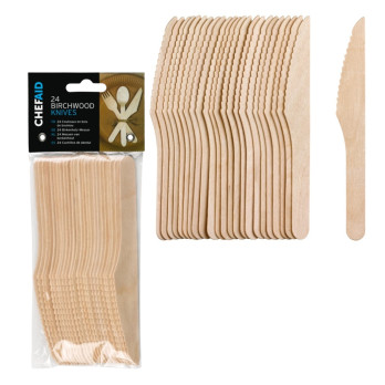 Chef Aid Wooden Cutlery Knives Pack of 24