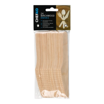 Chef Aid Wooden Cutlery Knives Pack of 24