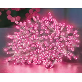 Premier 200 LED Multi Action Supabrights With Timer Pink & Clear Cable