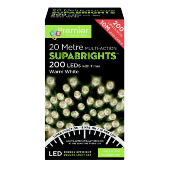 Premier 200 LED Multi Action Supabrights With Timer Warm White/Green