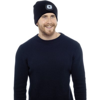 Storm Ridge Adult Beanie Hat Black built-in rechargeable LEDs