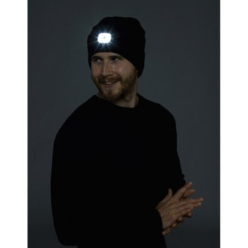 Storm Ridge Adult Beanie Hat Black built-in rechargeable LEDs