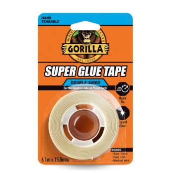 Gorilla Super Glue Tape 6.1m permanent multi-purpose repairs quick fixes and crafting projects