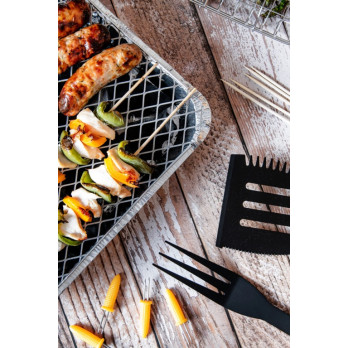 Chef Aid BBQ Fork durable stainless steel wooden handle comfortable rubber grip