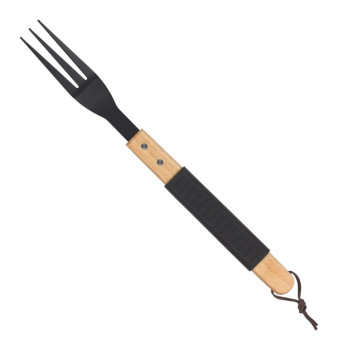 Chef Aid BBQ Fork durable stainless steel wooden handle comfortable rubber grip