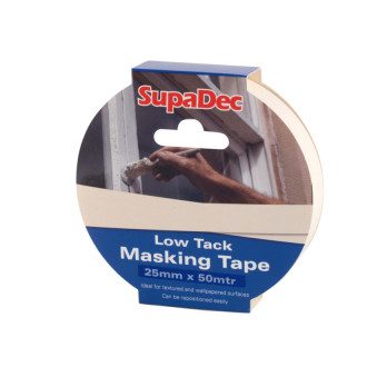 SupaDec Low Tack Masking Tape 25mm X 50m textured or wallpapered surfaces