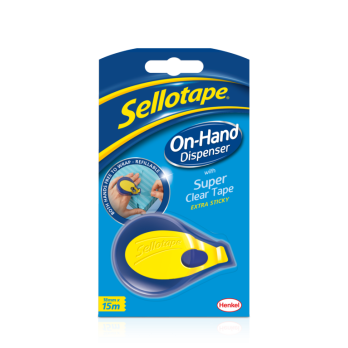 Sellotape On Hand Dispenser Including 18mm X 15m Roll fits between your fingers for hands free