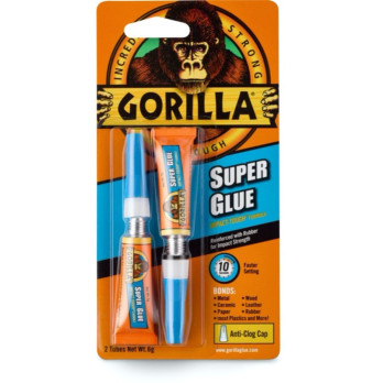 Gorilla Super Glue Tube 2 x 3g bonds plastic metal wood ceramic rubber