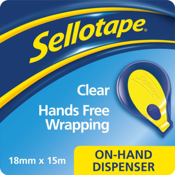 Sellotape On Hand Dispenser Including 18mm X 15m Roll fits between your fingers for hands free