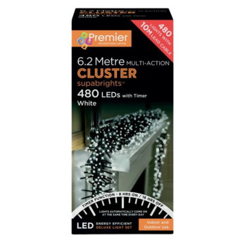 Premier 480 LED Multi Action Supabrights Cluster Lights With Timer White/Green