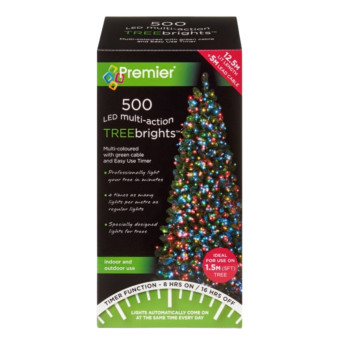 Premier 500 LED Multi Action Treebrights With Timer Multi/Green