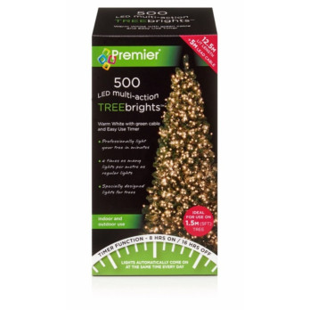 Premier 500 LED Multi Action Treebrights With Timer Warm White/Green