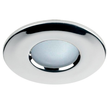 Powermaster Slim Downlighter Chrome IP65 Frosted Glass GU10 Lamp holder